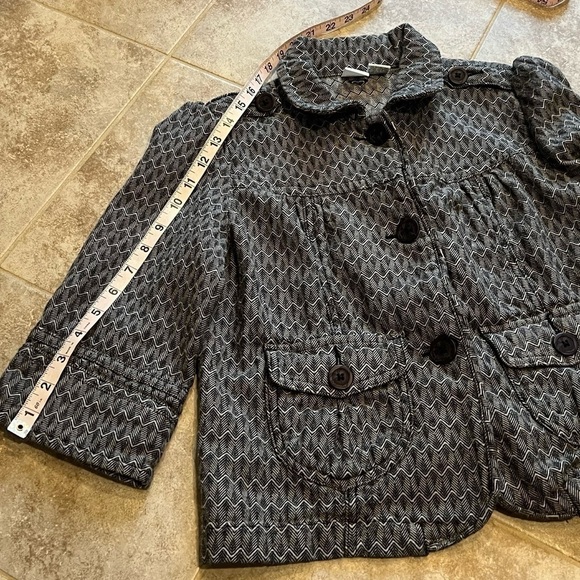 Roxy Cropped Herringbone Single Breasted Blazer Casual Jacket Gray black Medium - Picture 5 of 9